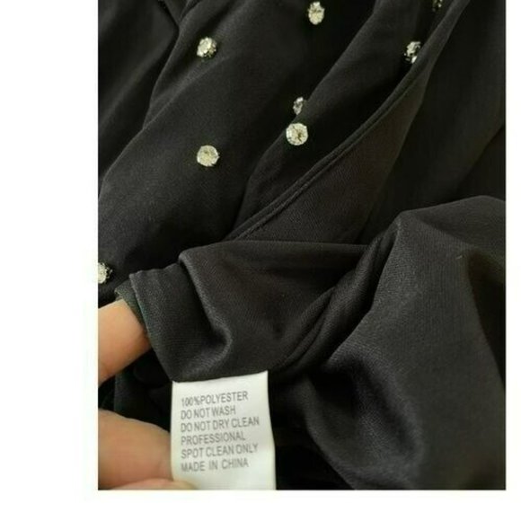 Mac Duggal $598 Black Long Sleeve Rhinestone Formal Jersey Maxi Gown Long Dress - Picture 10 of 11